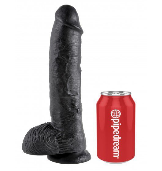 King Cock duże czarne dildo - 10'' Cock with Balls sztuczny penis (czarny)