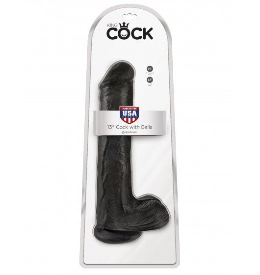 King Cock wielkie czarne dildo - 13'' Cock with Balls sztuczny penis (czarny)