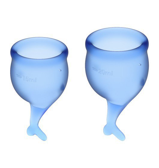 Satisfyer Feel Secure Menstrual Cup Set Dark Blue - zestaw kubeczków menstruacyjnych 2 szt. (niebieski)