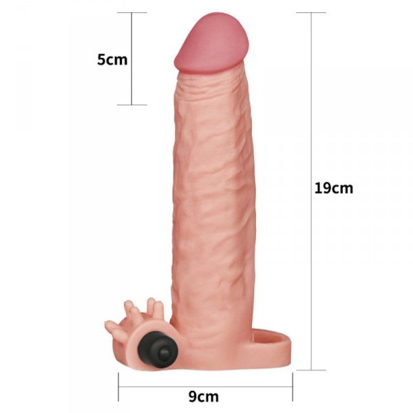 Add 2&quot; Pleasure X Tender Vibrating Penis Sleeve Flesh