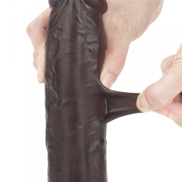 9.5&#039;&#039; Sliding Skin Dual Layer Dong - Black