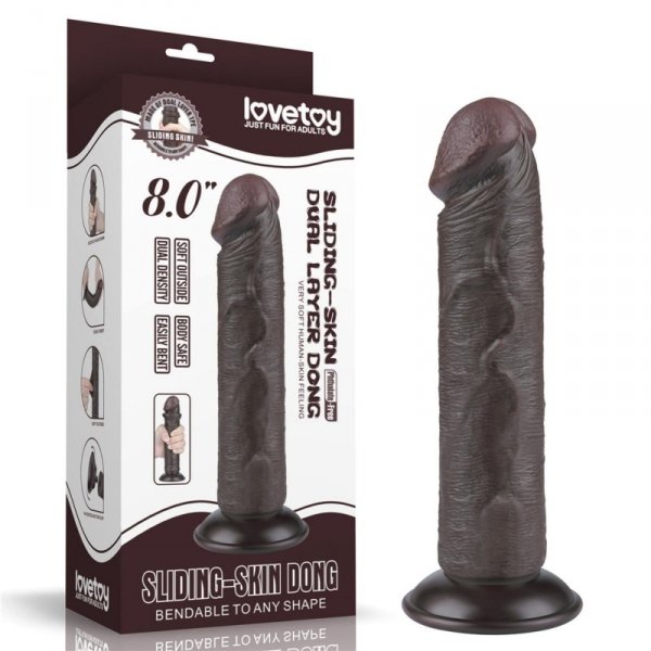 8&#039;&#039; Sliding Skin Dual Layer Dong Black