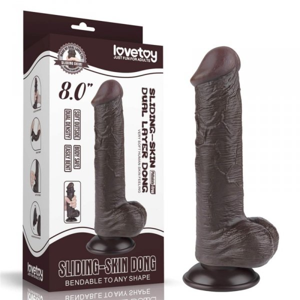 8&#039;&#039; Sliding Skin Dual Layer Dong Black