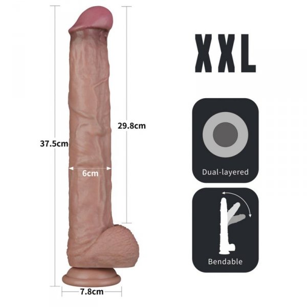 14.5&#039;&#039; Dual Layered Bendable Silicone Cock XXL(Flesh)