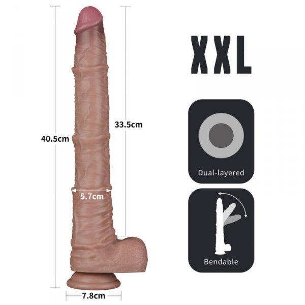 16&#039;&#039; Dual Layered Bendable Silicone Cock XXL(Flesh)