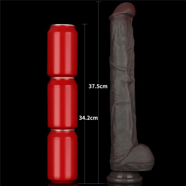 14.5&#039;&#039; Dual Layered Bendable Silicone Cock XXL(Black)
