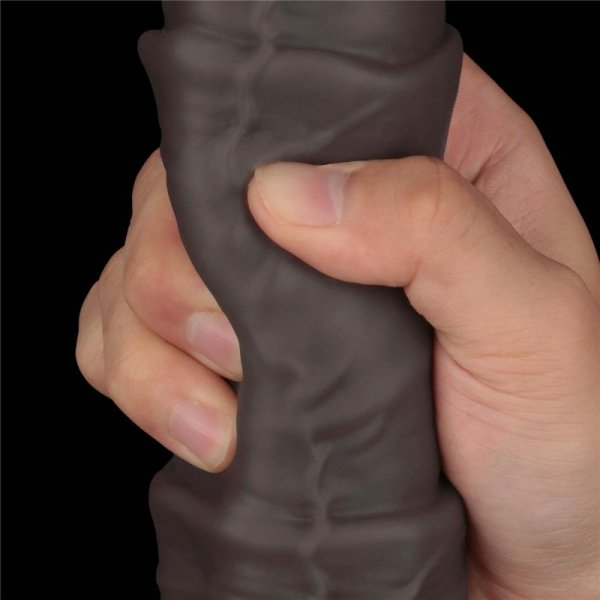 16&#039;&#039; Dual Layered Bendable Silicone Cock XXL(Black)