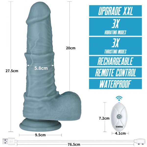 11&#039;&#039; Rechargeable Thrusting and Vibrating Silicone Dildo with Remote