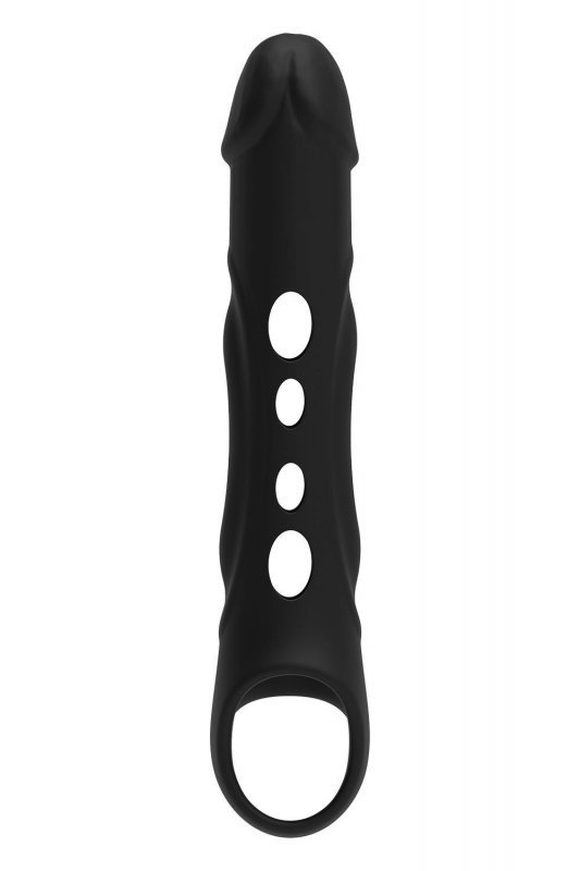 Dream Toys RAMROD VIBRATING EXTENDER WTH REMOTE - nakładka erekcyjna z wibracjami (czarny)