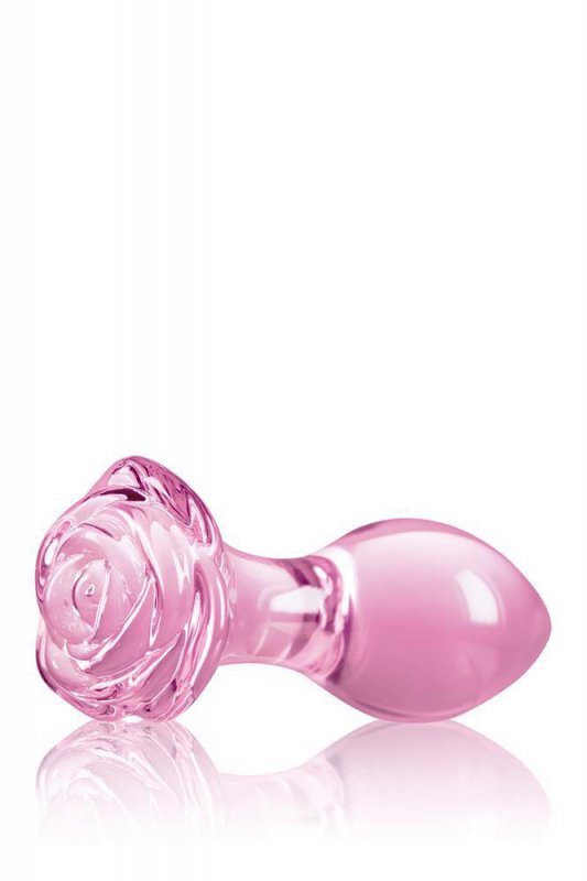 NS Novelties CRYSTAL ROSE PINK - szklany korek analny (różowy kwiat)