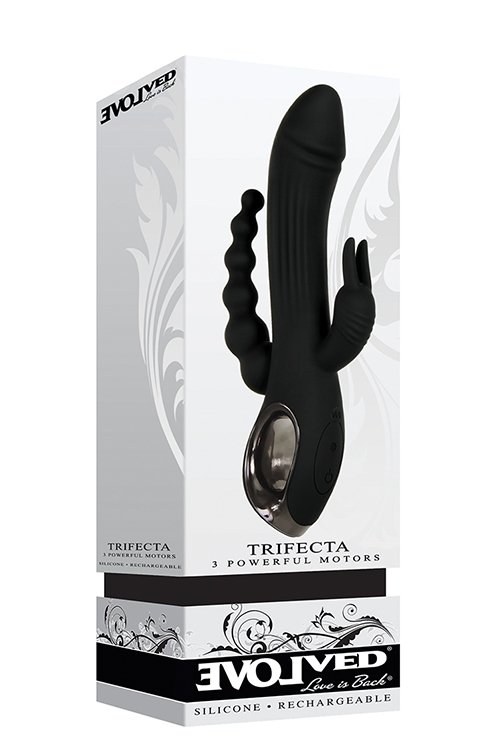 EVOLVED TRIFECTA BLACK - wibrator króliczek (czarny)