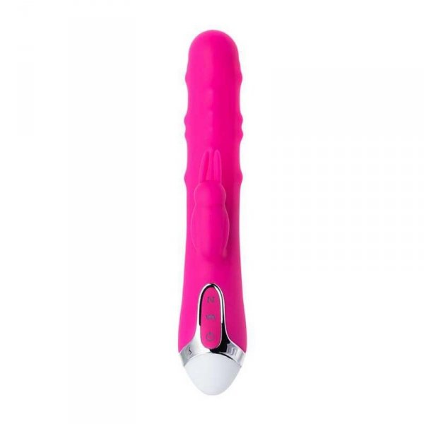JOS BALLE, Vibrator with clitoral stimulator with moving balls, silicone, pink, 23 cm