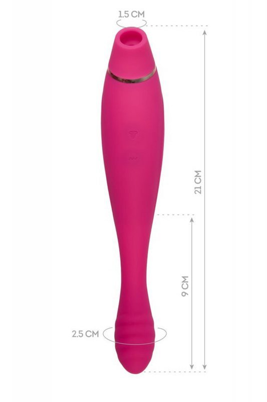 JOS Danvi vibrator with vacuum wave stimulation, silicone, pink, 21.5 cm