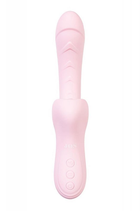 JOS Vibrator with clitoral stimulator Patti with moving tongue, silicone, red, 24 cm