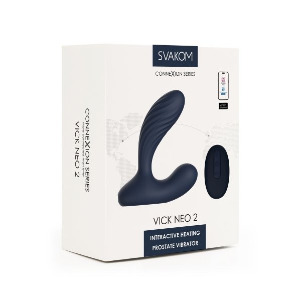 Svakom Vick Neo 2 Navy Blue - Wibrujący masażer prostaty z pilotem (granatowy)
