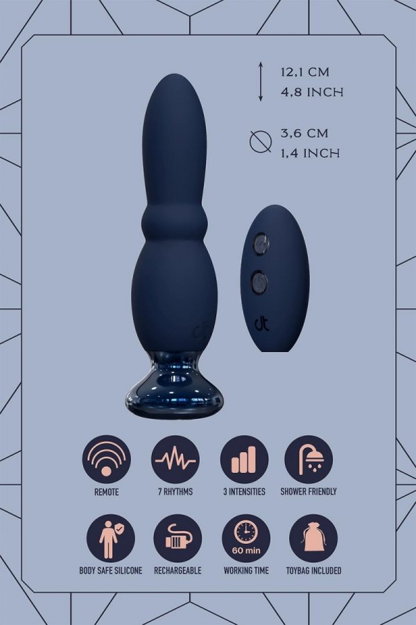 Dream Toys Glam Beaded Anal Vibe - korek analny z wibracjami (granatowy)