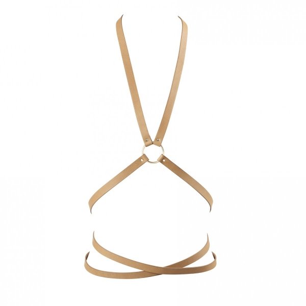 Bijoux Indiscrets MAZE Multi-way Harness - skóropodobna uprząż BDSM (brązowy)