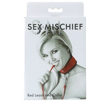 Sportsheets - Sex &amp; Mischief Red Leash &amp; Collar - obroża ze smyczą (czerwony)