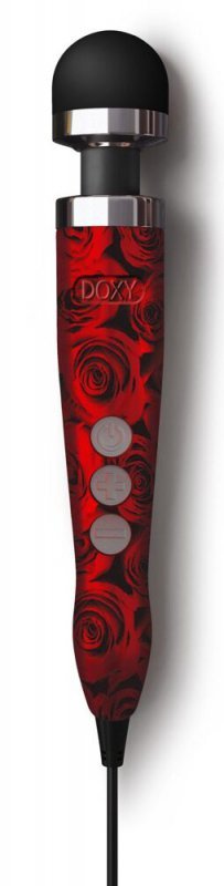 Doxy wibrator różdżka Die Cast 3 Rose Pattern (czerwony)