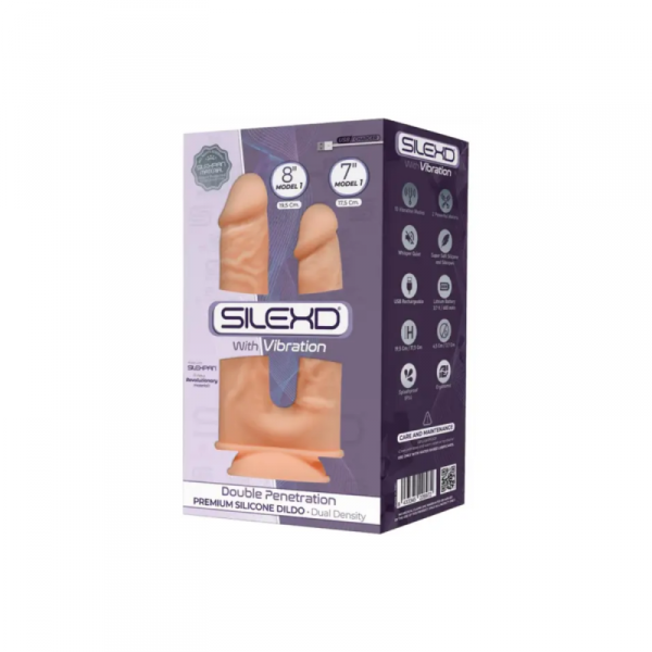 Silexd Podwójny Wibrator Double Penetration 18-20 cm Vibration + LRS Flesh - dildo (cielisty)