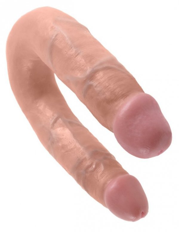King podwójne dildo - Cock U-Shaped Medium Double Trouble sztuczny penis (cielisty)