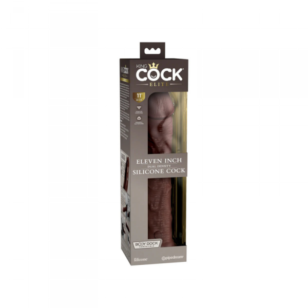 King Cock Dildo Elite 11&quot;Dual Density Silicone Cock Brown - dildo (brązowy)