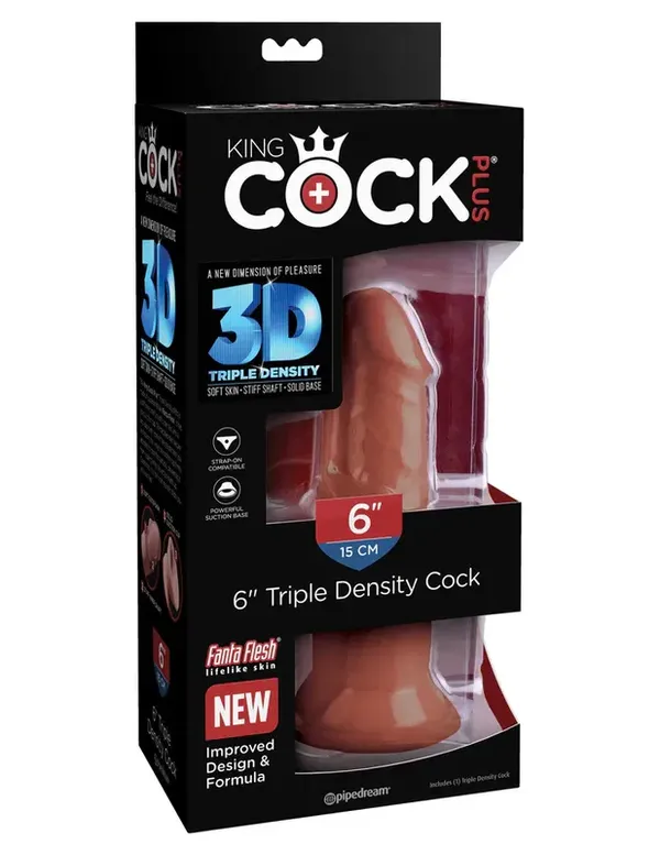 King Cock Dildo Plus 6&quot; Triple Density Cock Brown  - dildo (brązowy)