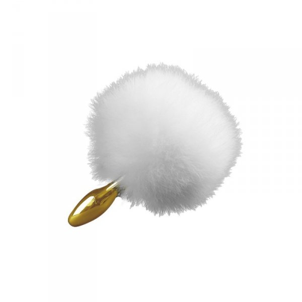 Upko Rabbit Fur Bunny Tail Small Butt Plug - korek analny (biały)