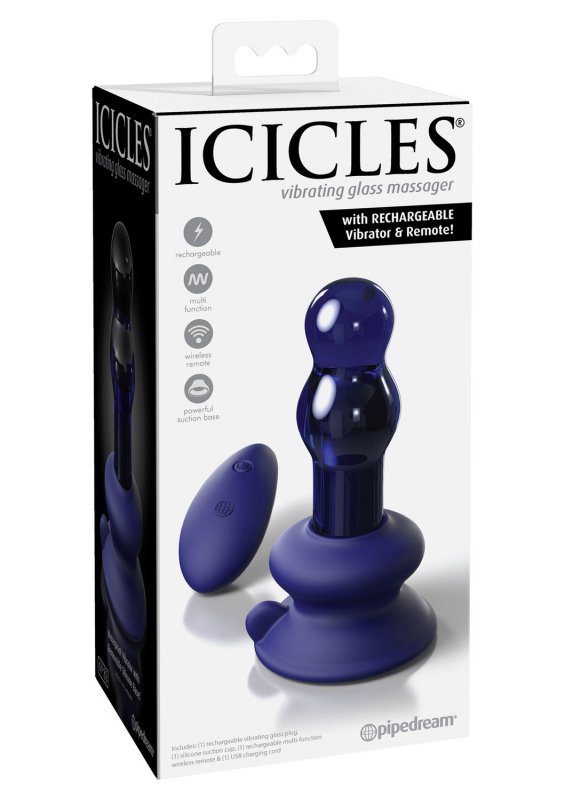 Icicles szklany korek analny - No.83 (fioletowy)