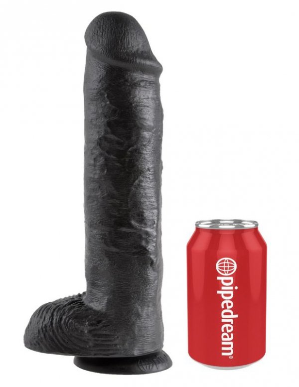 King Cock duże czarne dildo - 11'' Cock with Balls sztuczny penis (czarny)