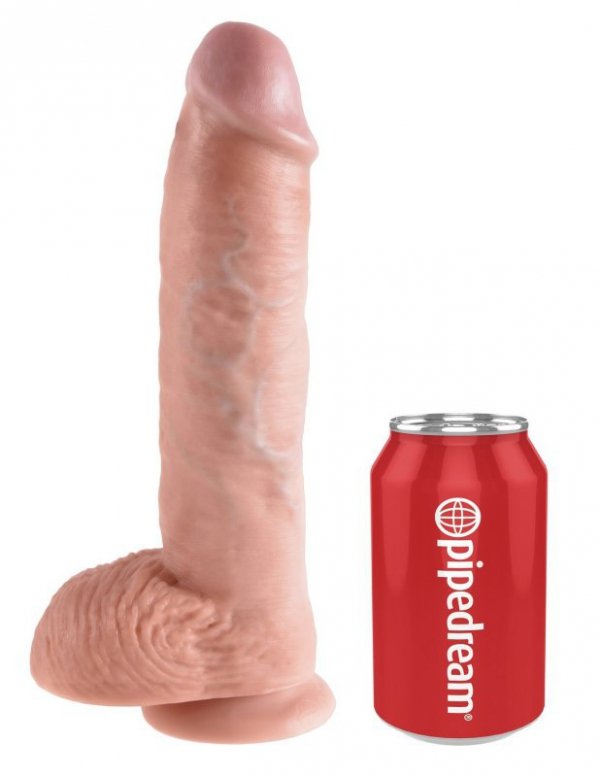 King Cock duże dildo - 10'' Cock with Balls sztuczny penis (cielisty)