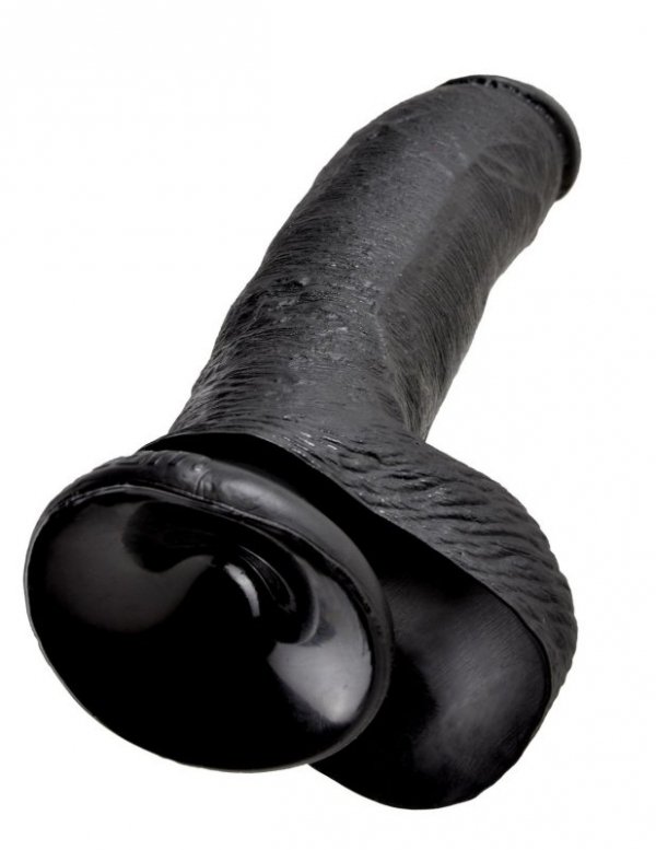 King Cock czarne dildo - 9'' Cock with Balls sztuczny penis (czarny)