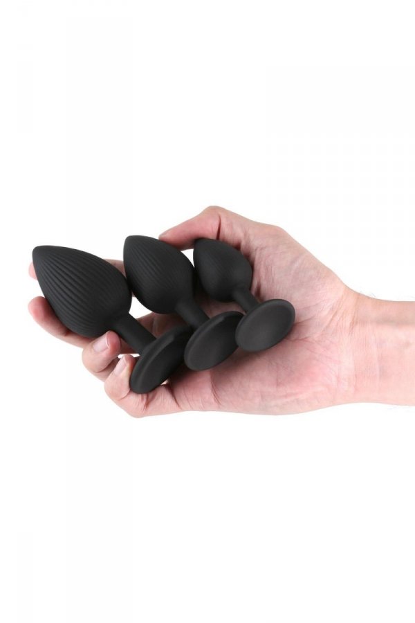 NS Novelties Renegade Triple Ace Kit Black - zestaw korków analnych (czarny)