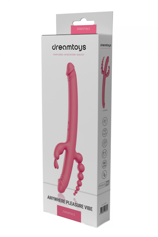 Dream Toys ESSENTIALS ANYWHERE PLEASURE VIBE PINK - podwójne dildo (różowy)