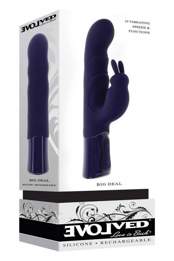 Evolved Rabbit Vibrator Big Deal Black - wibrator króliczek (fioletowy)