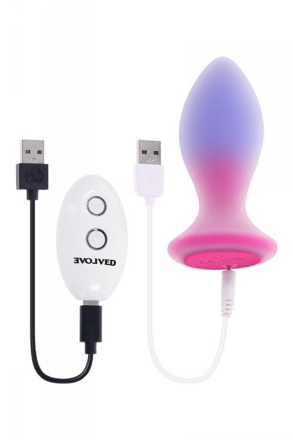 Evolved Paradise Plug - korek analny z wibracjami (różowy/niebieski)