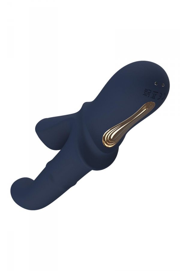 Dream Toys Goddess Collection Iris Duo Vibrator With Sliding Bead - wibrator króliczek (niebieski)