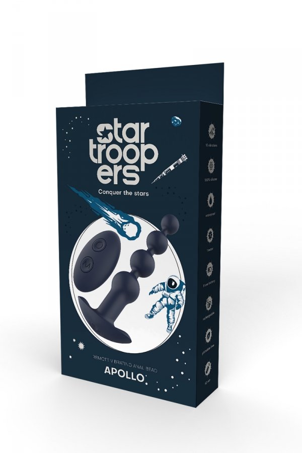 Dream Toys StarTroopers Apollo Remote Vibrating Anal Bead - kulki analne z wibracjami (granatowy)