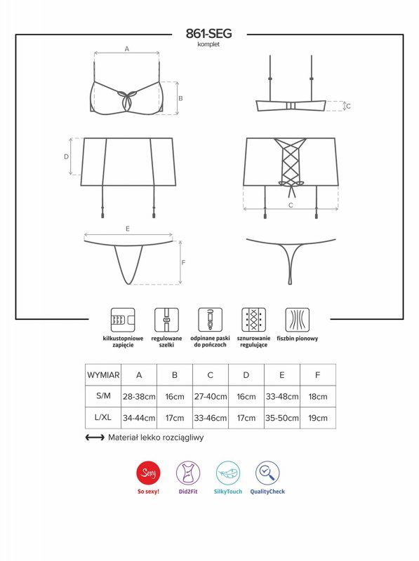 Bielizna-861-SEG-5 komplet 3-częściowy  S/M