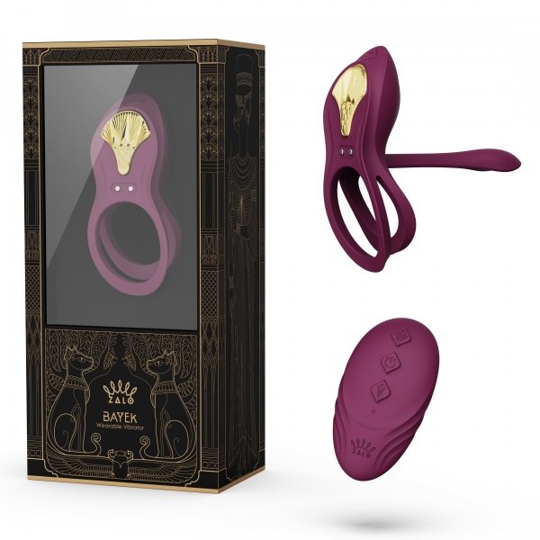 Zalo Bayek Wearable Massager Velvet Purple- wibrujący pierścień na penisa (fioletowy)