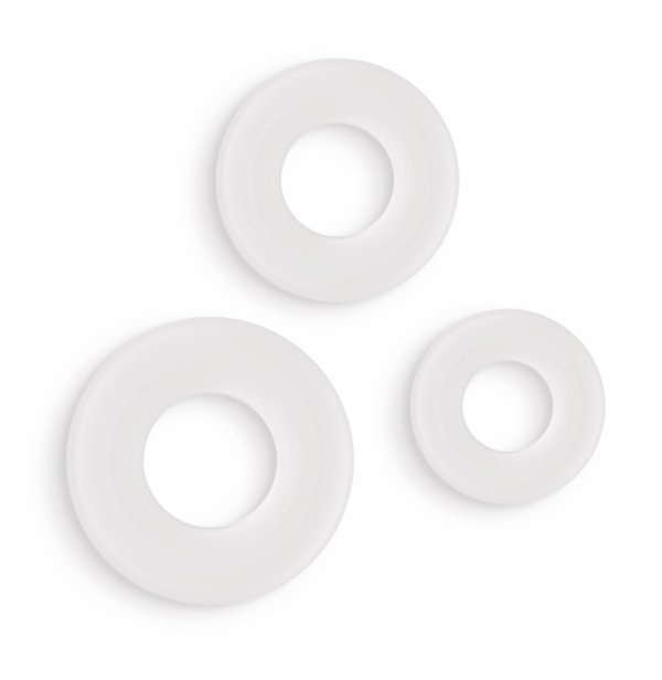 NS Novelties 3Pc Bubble Rings White - zestaw pierścieni na penisa (biały)