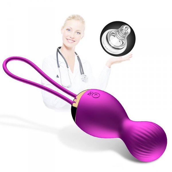 Vibrating Silicone Kegel Balls USB 7 Function- wibrujące kulki gejszy (fioletowe)