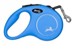Smycz flexi automatyczna New Classic S taśma 5 m - dla psa do 15 kg, kolor niebieski