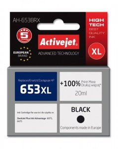 Activejet AH-653BRX Tusz (zamiennik HP 653XL 3YM75AE; Premium; 720 stron;  20 ml, czarny)