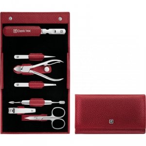 ZWILLING CLASSIC INOX Zestaw do manicure – czerwone skórzane etui, 7 elementów