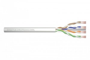 Digitus Kabel typu linka kat.6, U/UTP, AWG 26/7, LSOH, 100m, szary