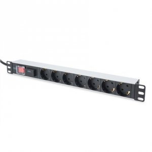 Digitus Listwa zasilająca PDU 19 Rack, 7x gniazdo schuko, 2.0m, 1x wtyk unischuko, 16A, wł./wył., zabezpieczenie przepięci