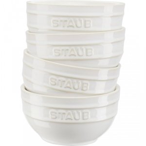 Zestaw 4 misek okrągłych Staub - 14 cm, Kość słoniowa