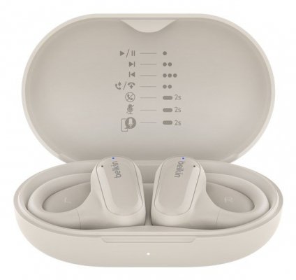 BELKIN SŁUCHAWKI BT Z OTWARTYM UCHEM CLEARFIT, KREMOWE