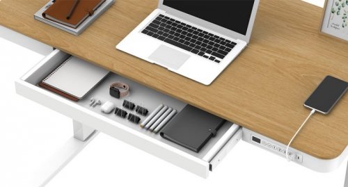 Biurko ACTIVEJET z elektryczną regulacją wysokości 140x70 ET119W-C biały/dąb